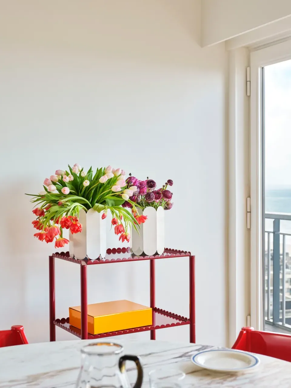 HAY Serving Trolleys*Arcs Trolley High serving trolley, Auburn Red