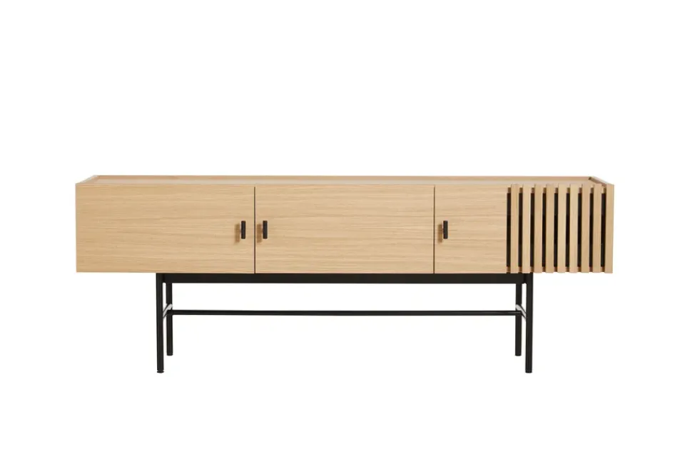 Woud T.V & Media Units|Dressers & Sideboards*Array side table, low, 150 cm, White pigmented oak BeigeBlack