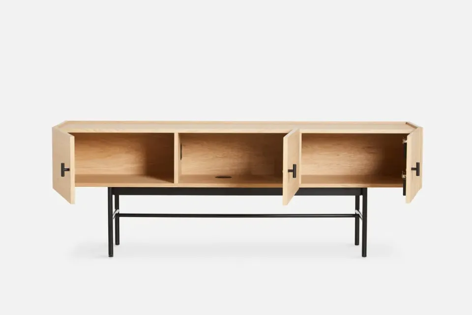 Woud T.V & Media Units|Dressers & Sideboards*Array side table, low, 150 cm, White pigmented oak BeigeBlack