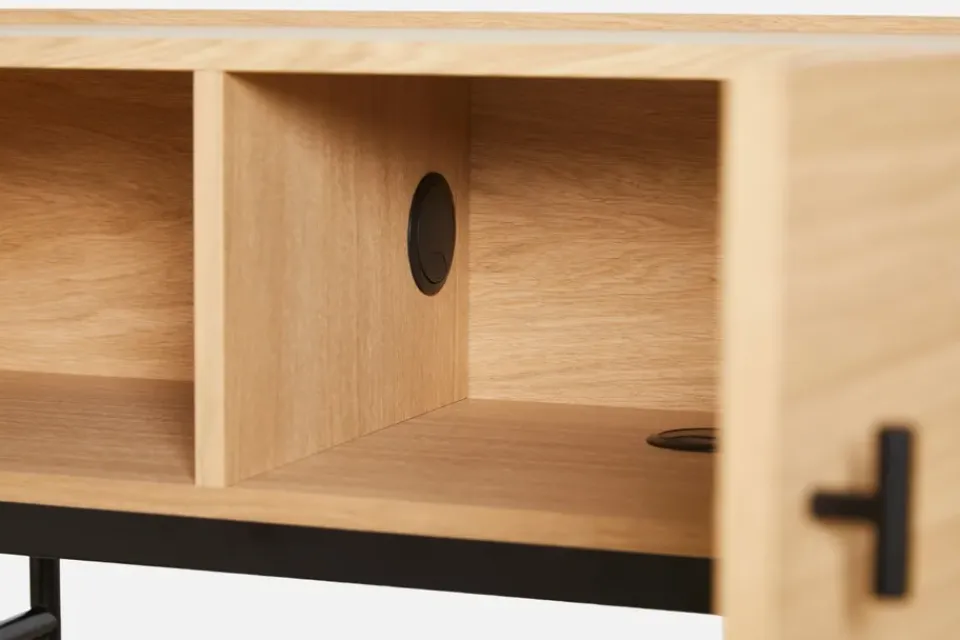 Woud T.V & Media Units|Dressers & Sideboards*Array side table, low, 150 cm, White pigmented oak BeigeBlack