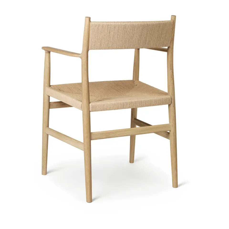 Brdr. Krüger Chairs*Arv arm chair woven back and seat, Oiled oak-paper ribbon BrownBeige