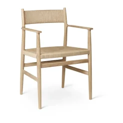 Brdr. Krüger Chairs*Arv arm chair woven back and seat, White oiled oak-paper ribbon BrownBeige