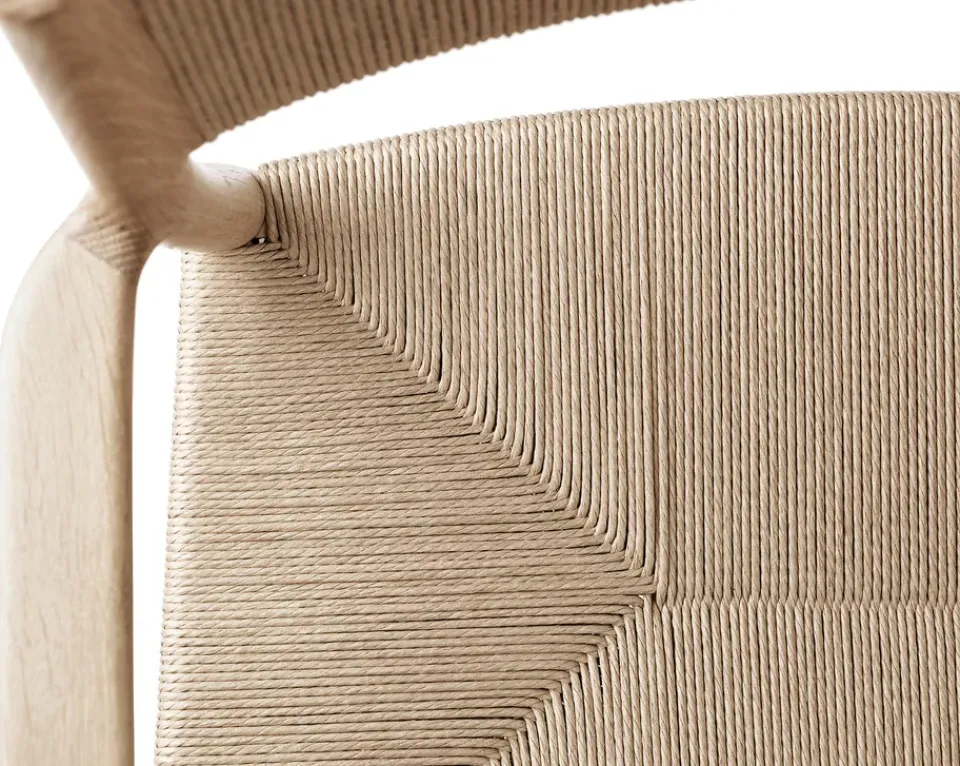 Brdr. Krüger Chairs*Arv arm chair woven back and seat, White oiled oak-paper ribbon BrownBeige