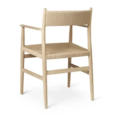 Brdr. Krüger Chairs*Arv arm chair woven back and seat, White oiled oak-paper ribbon BrownBeige