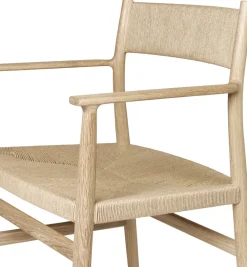 Brdr. Krüger Chairs*Arv arm chair woven back and seat, White oiled oak-paper ribbon BrownBeige