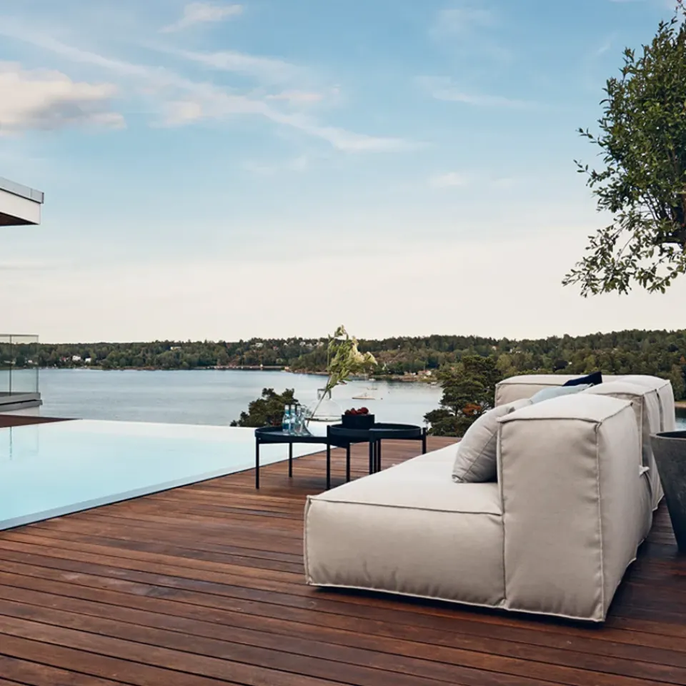Skargaarden Outdoor Lounge Furniture|Garden Sofas & Garden Benches*Asker modular sofa, Sunbrella Sling taupe , foot stool Beige