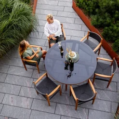 Cane-line Table For Outdoor Use*Aspect dining table round, Travertine Beige