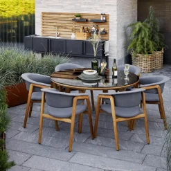 Cane-line Table For Outdoor Use*Aspect dining table round, Fossil -teak Grey