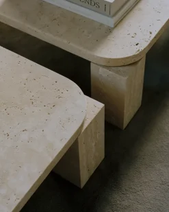 New Works Coffee Tables*Atlas coffee table 82x82 cm, Unfilled Travertine Beige