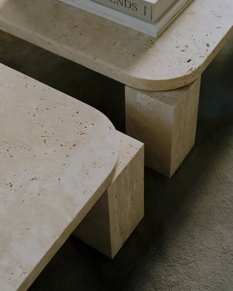 New Works Coffee Tables*Atlas coffee table 60x60 cm, Unfilled Travertine Beige