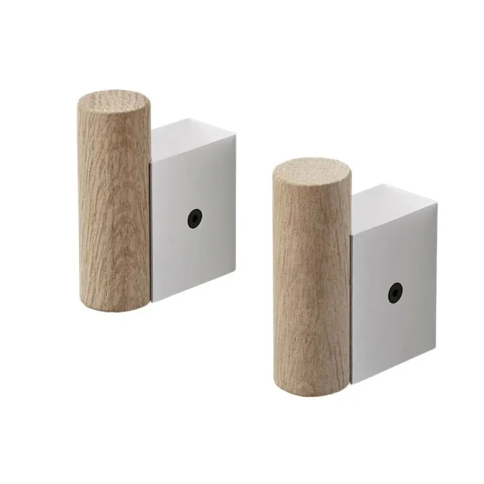 Muuto Clothes Hooks & Hangers*Attach hook 2-pack, Oak-aluminum Grey