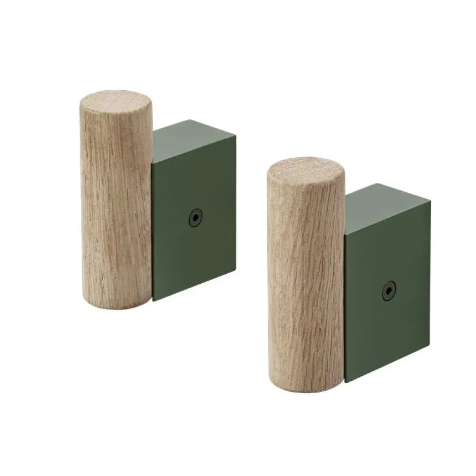 Muuto Clothes Hooks & Hangers*Attach hook 2-pack, Oak-dark Green