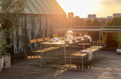 Grythyttan Stålmöbler Table For Outdoor Use*B31 dining table, Oak oil-hot-dip galvanized stand Beige