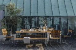Grythyttan Stålmöbler Table For Outdoor Use*B31 dining table, Oak oil-hot-dip galvanized stand Beige