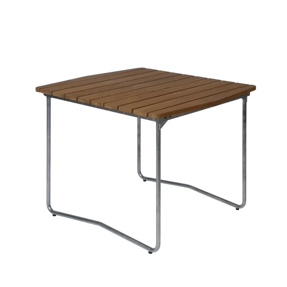 Grythyttan Stålmöbler Table For Outdoor Use*B31 dining table, Teak-hot-dip galvanized stand Brown