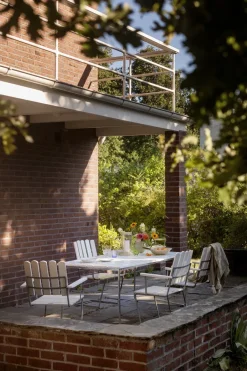 Grythyttan Stålmöbler Table For Outdoor Use*B31 dining table, lacquer oak-hot-dip galvanized White