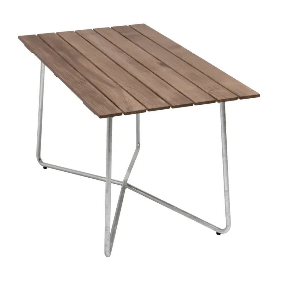 Grythyttan Stålmöbler Table For Outdoor Use*B25A table, Teak-hot-dip galvanized stand Brown