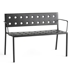 HAY Outdoor Lounge Furniture|Garden Sofas & Garden Benches*Balcony Dining bench with armrest 121x52 cm, Anthracite Black