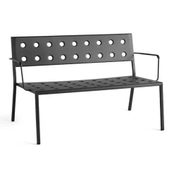 HAY Outdoor Lounge Furniture|Garden Sofas & Garden Benches*Balcony Lounge bench with armrest 121.5x69 cm, Anthracite Black