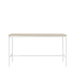 Muuto Bar Tables*Base high bar table, Oak, white legs, plywood edge, b85 l190 h105 Beige