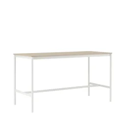 Muuto Bar Tables*Base high bar table, Oak, white legs, plywood edge, b85 l190 h105 Beige