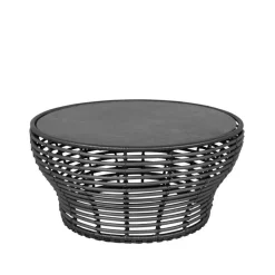 Cane-line Table For Outdoor Use|Outdoor Lounge Furniture*Basket coffee table, Fossil , large, grey braided base Black