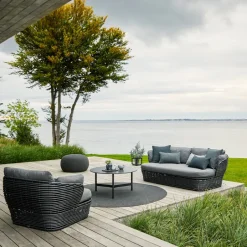 Cane-line Seating|Outdoor Lounge Furniture*Basket lounge armchair, Graphite , incl. cushions Grey