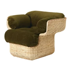 GUBI Armchairs & Footstools|Chairs*Basket lounge chair fully upholstered, Mumble Glamour Group 40-rattan Green