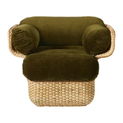 GUBI Armchairs & Footstools|Chairs*Basket lounge chair fully upholstered, Mumble Glamour Group 40-rattan Green