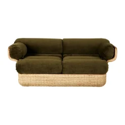 GUBI Sofas*Basket 2-seat sofa fully upholstered, Mumble Glamour Group 40-rattan Green