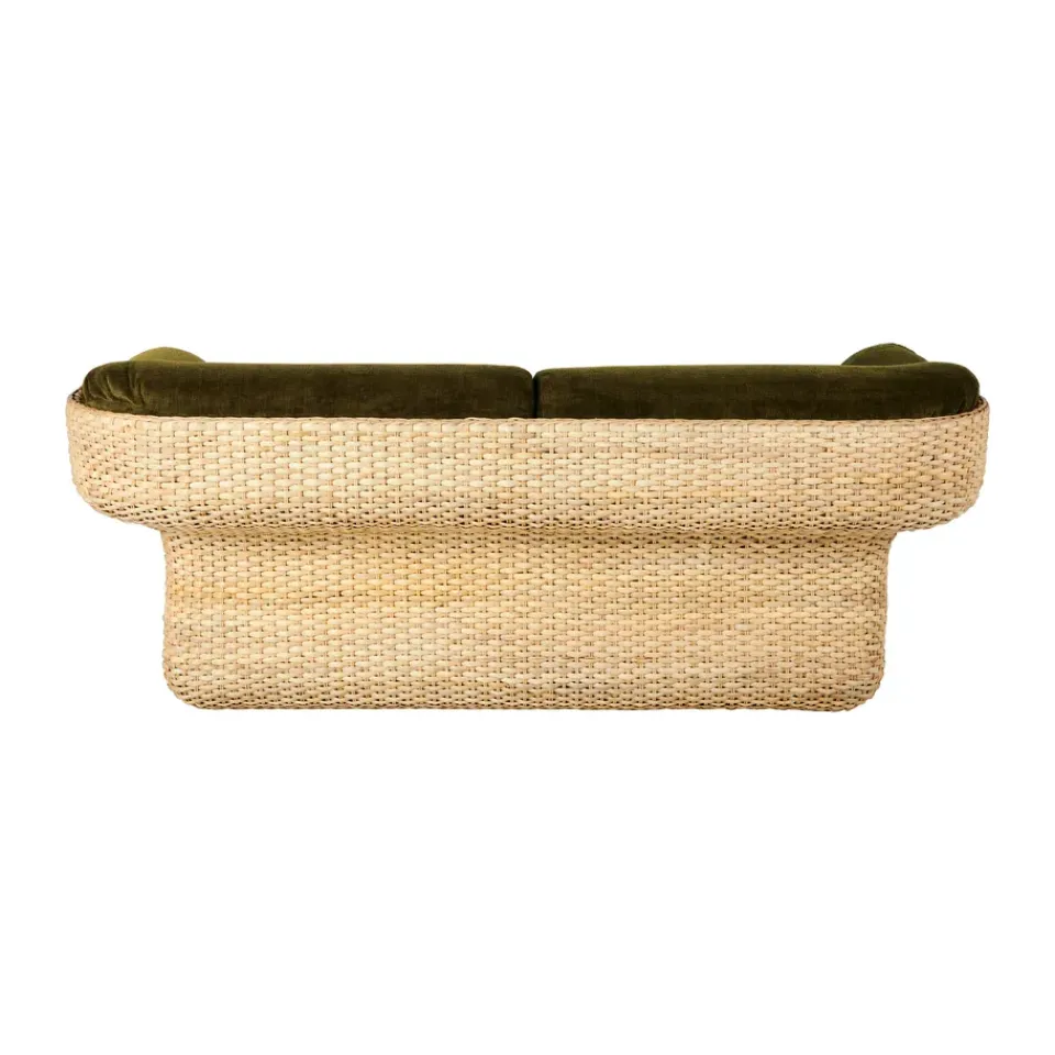GUBI Sofas*Basket 2-seat sofa fully upholstered, Mumble Glamour Group 40-rattan Green