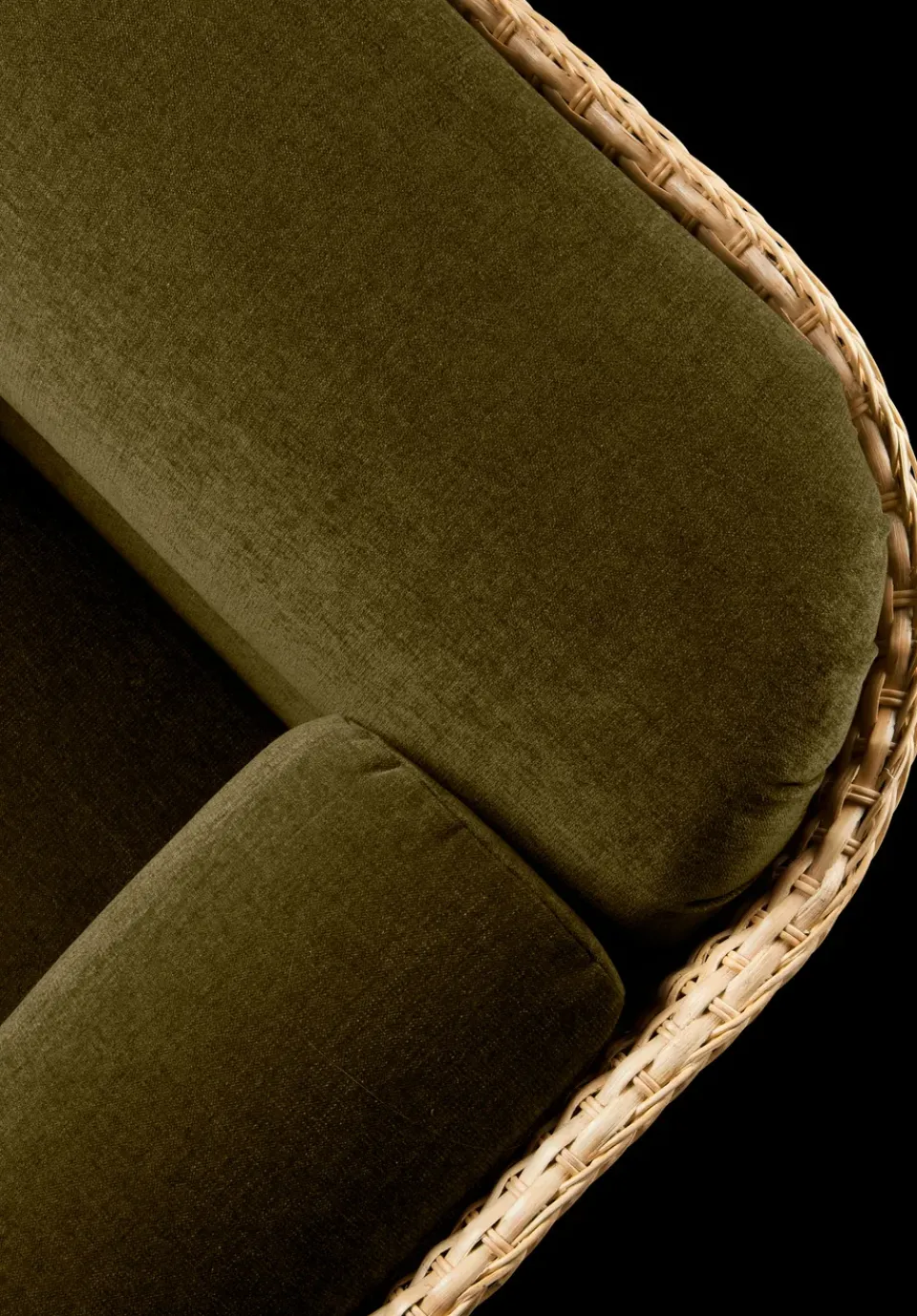 GUBI Sofas*Basket 2-seat sofa fully upholstered, Mumble Glamour Group 40-rattan Green