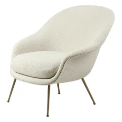 GUBI Armchairs & Footstools|Chairs*Bat Lounge Chair - low back, conic base, Dora boucle 0001-antique brass White