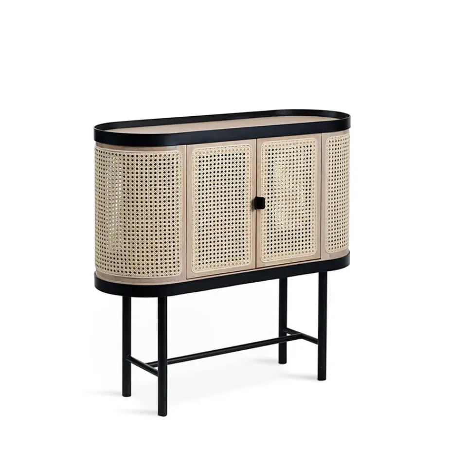 Warm Nordic Display & Glass Cabinets*Be My Guest bar cabinet, Rotting. White oiled oak. black steel stand Beige