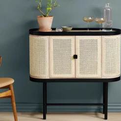 Warm Nordic Display & Glass Cabinets*Be My Guest bar cabinet, Rotting. White oiled oak. black steel stand Beige