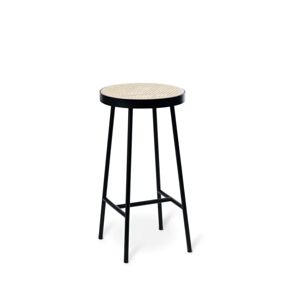 Warm Nordic Bar Stools*Be My Guest barstool, Rattan, black steel legs Beige
