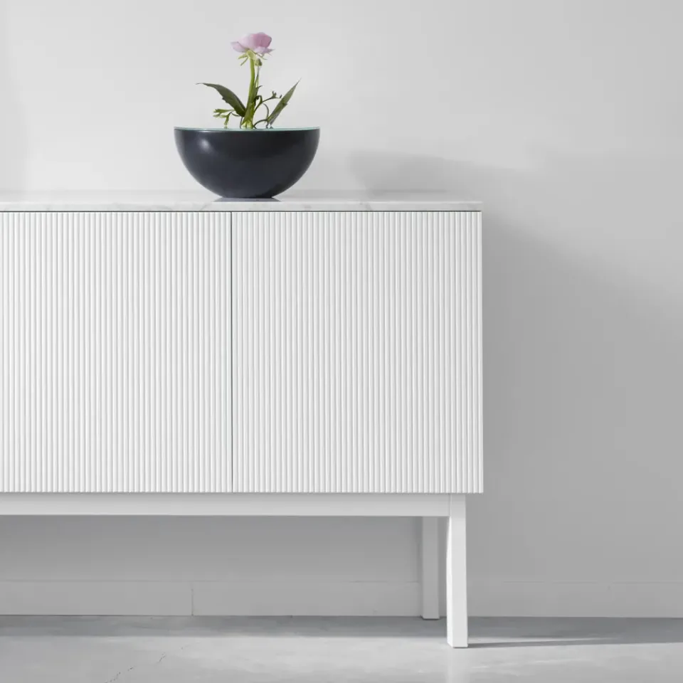 A2 Dressers & Sideboards*Beam side table, Light , light stand, tabletop in carrara marble Grey