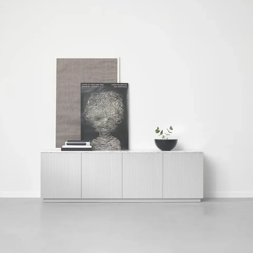A2 Dressers & Sideboards*Beam side table, Light , light stand, tabletop in carrara marble Grey