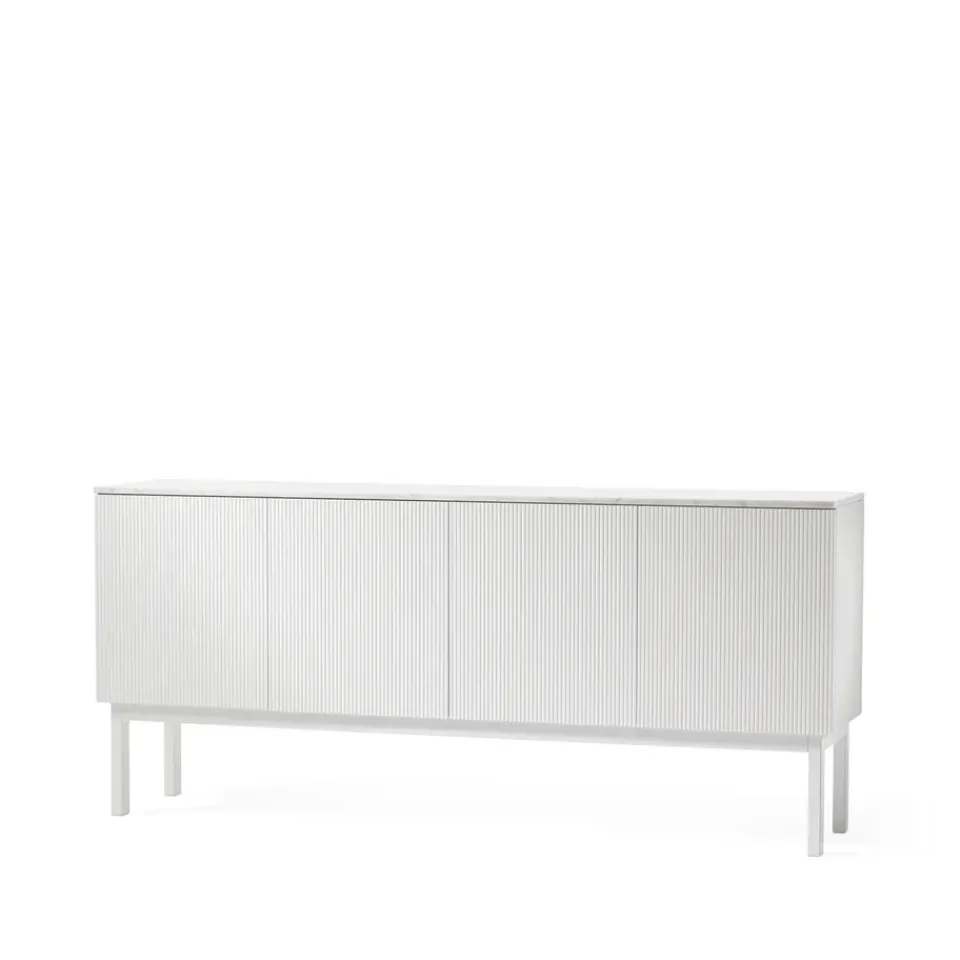 A2 Dressers & Sideboards*Beam side table, lacquer, stand, tabletop in carrara marble White