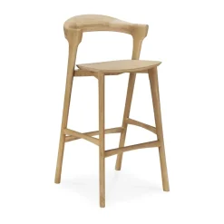 Ethnicraft Bar Stools*Beech bar stool, Lacquered oak, 75 cm Beige
