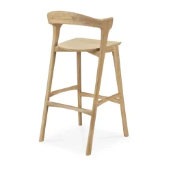 Ethnicraft Bar Stools*Beech bar stool, Lacquered oak, 75 cm Beige