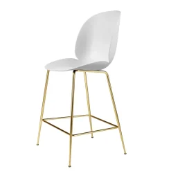 GUBI Bar Stools*Beetle Barchair plastic with brass legs, White