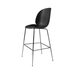 GUBI Bar Stools*Beetle Barstool high, , chrome steel legs Black