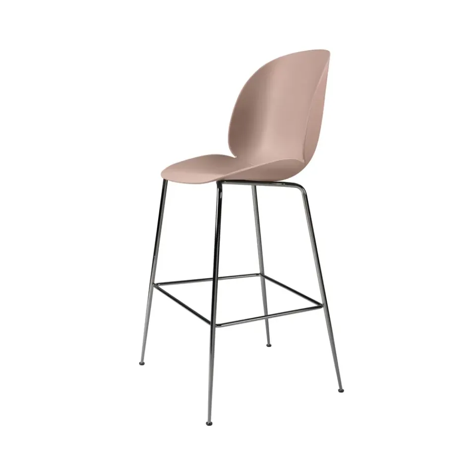 GUBI Bar Stools*Beetle Barstool high, Sweet , black chrome steel legs Pink