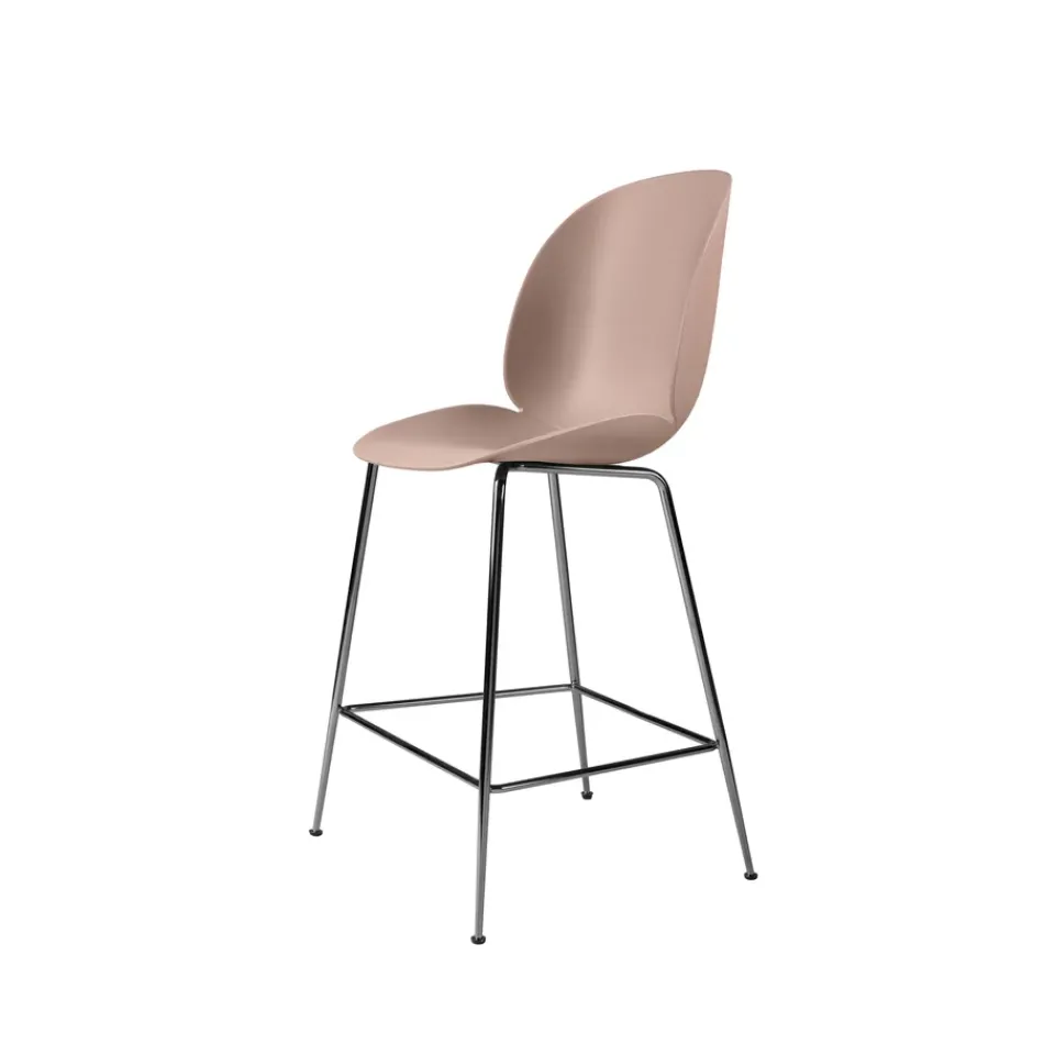 GUBI Bar Stools*Beetle barstool low, Sweet , black chromed steel legs Pink