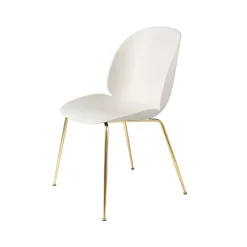 GUBI Chairs*Beetle chair, Alabaster -brass legs White