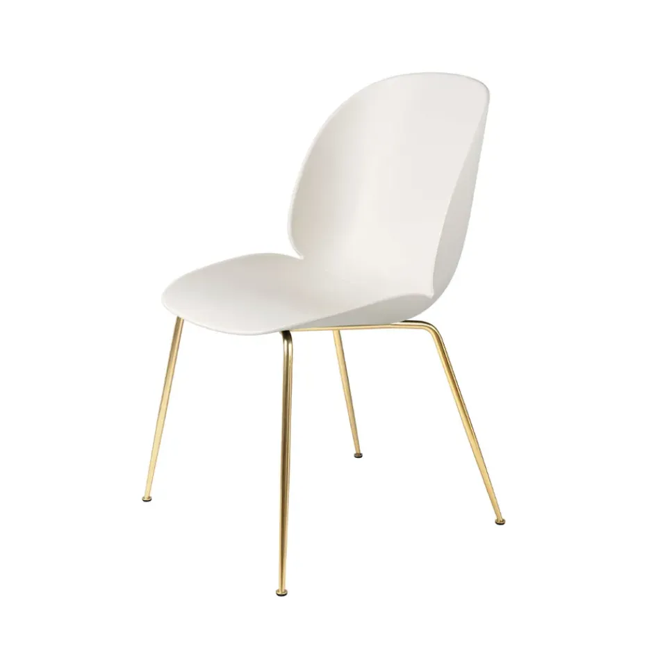 GUBI Chairs*Beetle chair, Alabaster -brass legs White