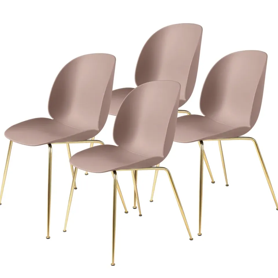 GUBI Chairs*Beetle chair brass legs 4-pack, sweet Pink