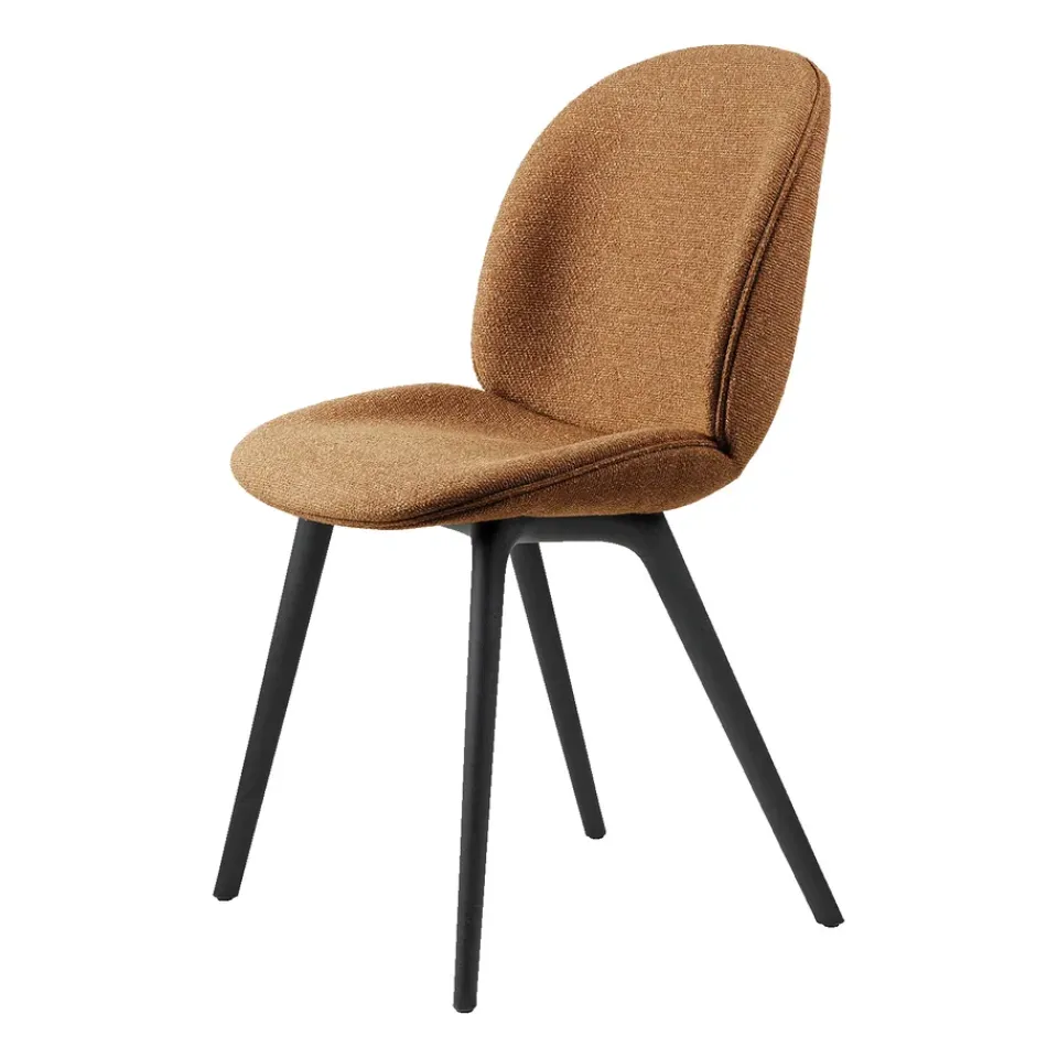 GUBI Chairs*Beetle dining chair - fully upholstered-plastic base, Around bouclé 032-black Brown