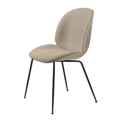GUBI Chairs*Beetle Front Upholstered chair, Fabric light bouclé 003 , new cover, black steel legs Beige